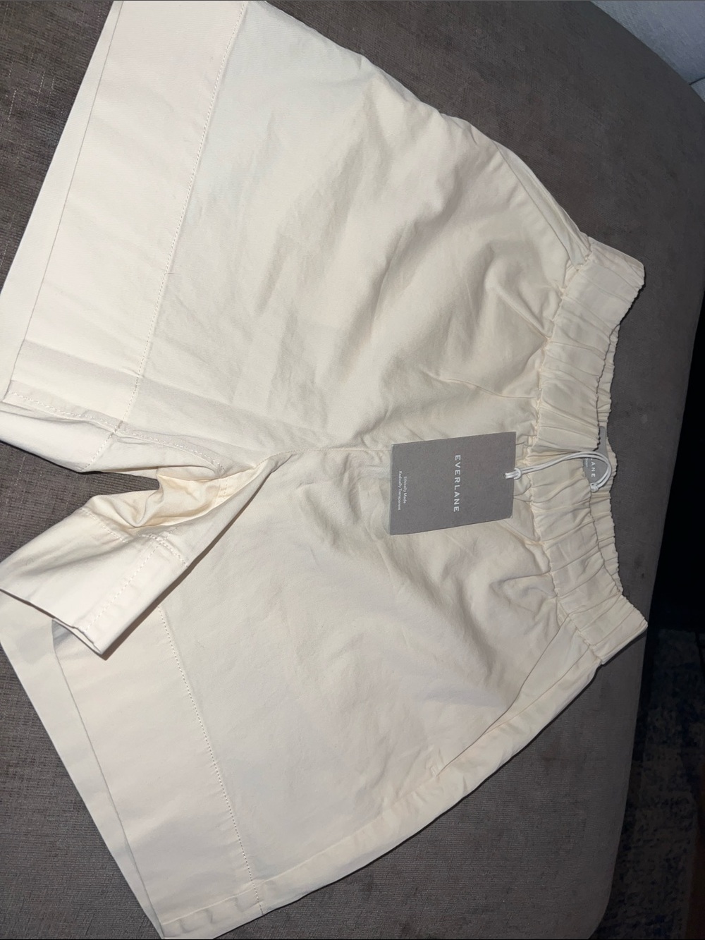 Everlane Cream Elastic-Waist Cotton Shorts